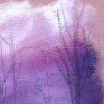 paysage brumeux violet